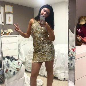 GOLD AND SILVER SEQUIN FORMAL DRESS-WORN ONLY ONCE